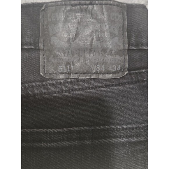 Levis 511 Jeans Mens 34x29 Black Slim Fit Stretch Denim Tapered Skater Grunge - Picture 7 of 9